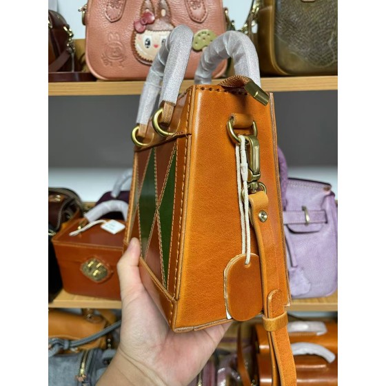 Lady Dior bag made of pure handmade heavy oil wax vegetable tanned leather